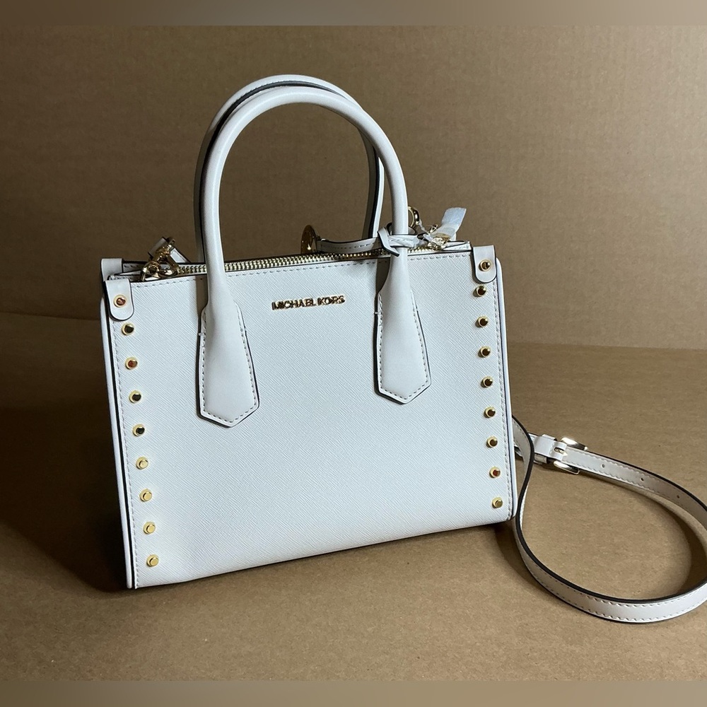 Michael Kors White Satchel with Gold Studs - Picture 11 of 11